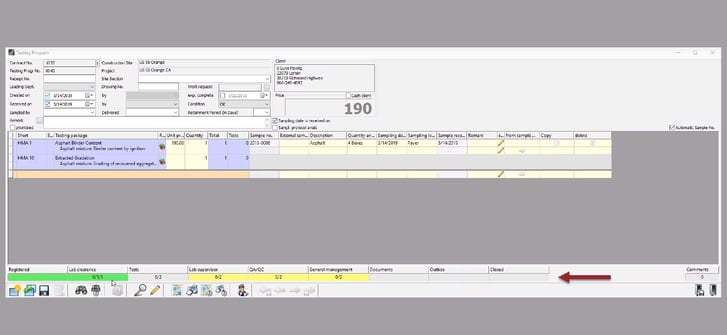 LASTRADA Sample Management Status Bar