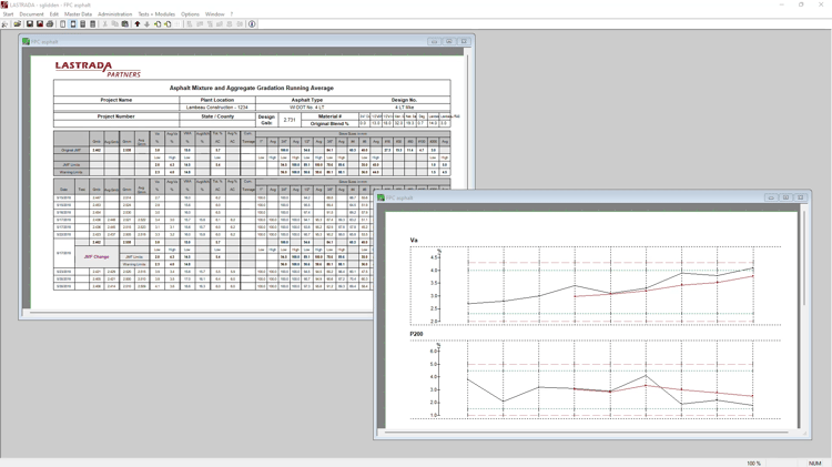 Screen shot of LASTRADA Statistic Module in table and graph