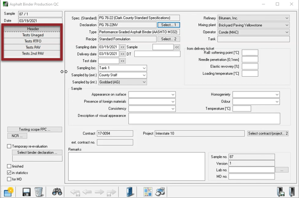 Software Asphalt Binder Production Visualization