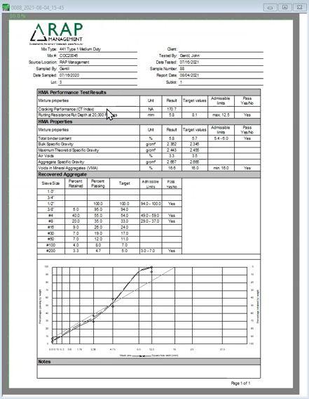 Report Generated Example in Software