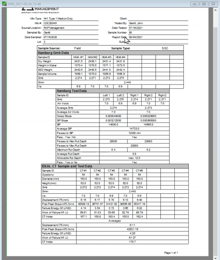 Performance Detail Report Example