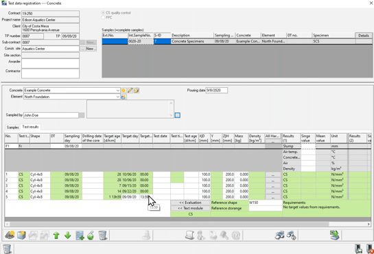 Concrete Quality Control Automate test data registration