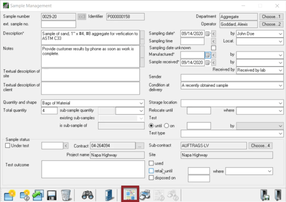 Creating Labels in Sample Management Software example