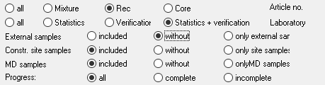 LASTRADA Data Radio Button Filter Options for Finding Asphalt, Aggregate, and Binder Samples 