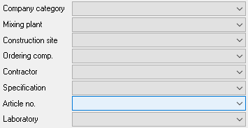 LASTRADA  Data Drop Down Filter Options for Finding Asphalt, Aggregate and Binder Samples 